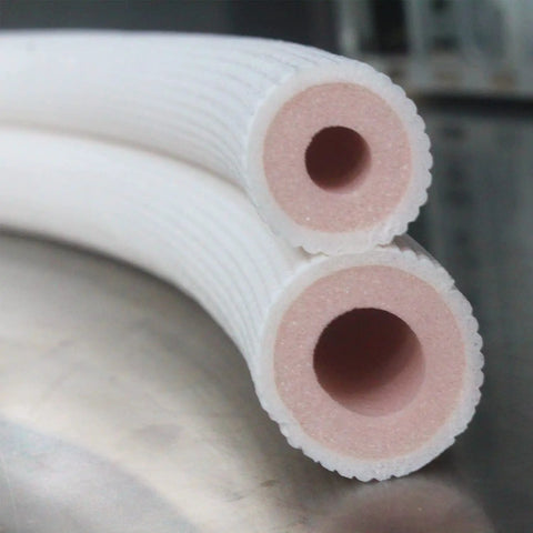 Close-up view of 25 Foot Mini Split Line Set Copper Tubing For Ductless AC And Heat Pumps, One Quarter Inch And Three Eighths Inch ODs