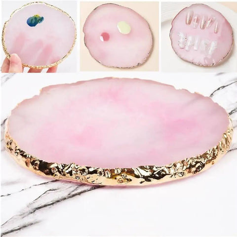 Pink resin palette from 21 Piece Nail Art Kit With Resin Palette Dotting Pens And Brushes For Acrylic Nails And Nail Art