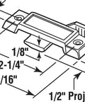Tight Grip White Window Sash Lock For Aluminum Sliding Frames With Half Inch Latch Projection, Diecast Zinc Build for installation dimensions.