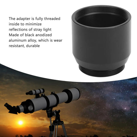 Black anodized 1.25 Inch Eyepiece To C CS Mount Telescope Adapter With M25x0.75 External Thread against telescope background