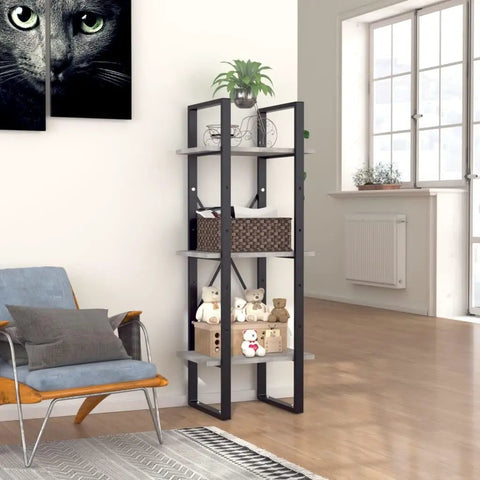 3 Tier Industrial Book Cabinet For Small Spaces Open Front Bookshelf With 3 Shelves Engineered Wood Bookcase Housing Decor