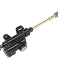 10mm Banjo Rear Hydraulic Foot Brake Master Cylinder for Dirt Bikes and ATVs, black, aluminum construction, side view.
