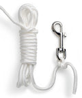 Rugged Tetherball Replacement Rope With Swivel Snap Hook 9 Ft White Braided Nylon Cord One Quarter Inch Inch Thick Low Stretch Weather Resistant For Consistent Play In Outdoor Backyards, Schools, And Playgrounds coiled with metal snap hook