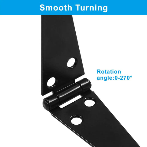 Heavy Duty Black Strap Hinge Set For Wooden Garden Sheds And Backyard Gates Built Tough Four Inch Corrosion Resistant Iron Tee Hinge Hardware No Sweat Install