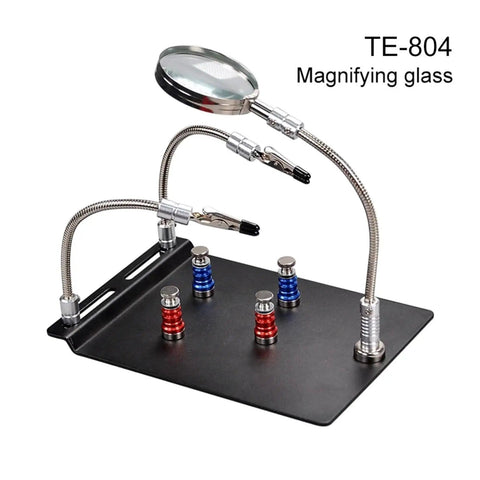 Welding Soldering Magnifier With Flexible Gooseneck Arms And 360 Degree Rotating Alligator Clips, Pro Grade Handy Helping Hands For Precision PCB