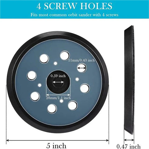 Ditch Your Old Pads And Grab 4 Premium Hook Loop Sanding Backing Discs For Orbital Sanders, 5 inch disk with 4 screw holes.