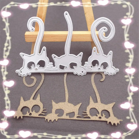 Cat Cutting Die Set For Card Making And Scrapbooking, Metal Die-Cuts For Paper Craft, Embossing And Punch Template, 3 Pack Cats