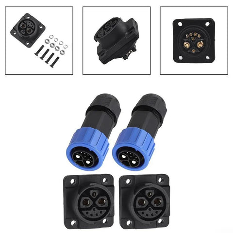 Heavy Duty Two Pack M23 8 Pin Power Connector 50A 500V IP67 Waterproof Male And Female Plug set with adapters.