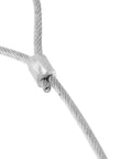 Close-up of Beefy Heavy Duty 31.5 Inch Stainless Steel Stage Light Safety Cables with clip, 110 lb load capacity, security rope