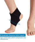 Double Strap Ankle Support For Men And Women Breathable Neoprene Ankle Brace shown worn on foot