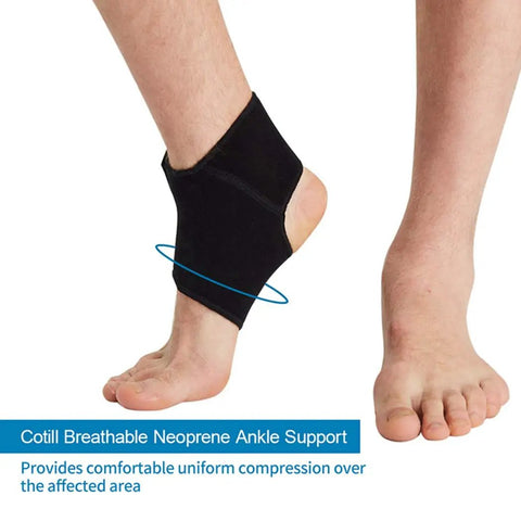Double Strap Ankle Support For Men And Women Breathable Neoprene Ankle Brace shown worn on foot