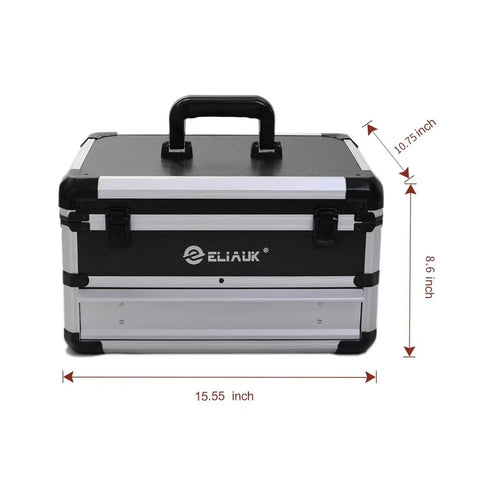 Hard Case Tool Box With Drawers And Top Flip Storage Silver Portable Tool Organizer Carry Case Dimensions 15.55x10.75x8.6 inches