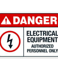 Authorized Personnel Only Metal Tin Sign 8x12 Inch for Electrical Safety showing danger and electrical symbol
