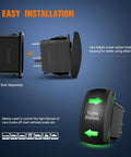 Turn Signal Switch Kit With Flasher Relay For ATV UTV Tractor And Motorcycle 4 Pin SPDT Rocker Switches With Green LED