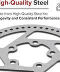 Aluminum Alloy 140mm Six Hole Disc Brake Rotor for Electric Scooters Replacement Part close-up, showing steel structure.