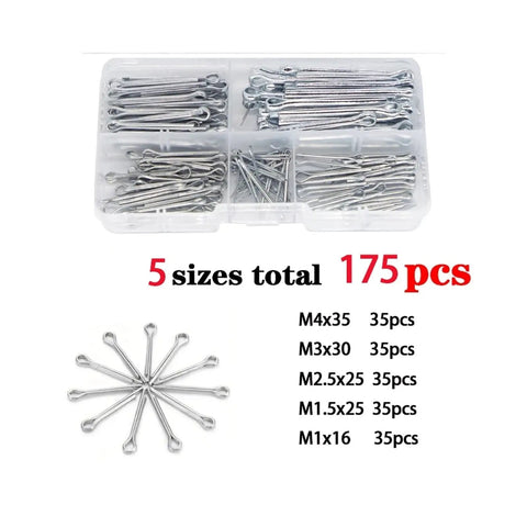 All Purpose Stainless Steel Cotter Pin Kit With Assorted Sizes 350 700 1050 Pieces, 304 Grade Split Pins in 5 sizes