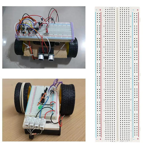 Dope Prototyping Breadboard Kit With Four Boards And 130 Jumper Wires ABS Plastic on robot car with circuits.