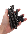 Hand holding components of Heavy Duty Pneumatic Rivet Tool Kit With Air Chisel For Drilling And Riveting Pin Punch And Metalworking