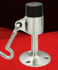 Heavy Duty Zinc Alloy Door Stopper With Hanging Hook, close-up view showing durable zinc material and rubber cushion.