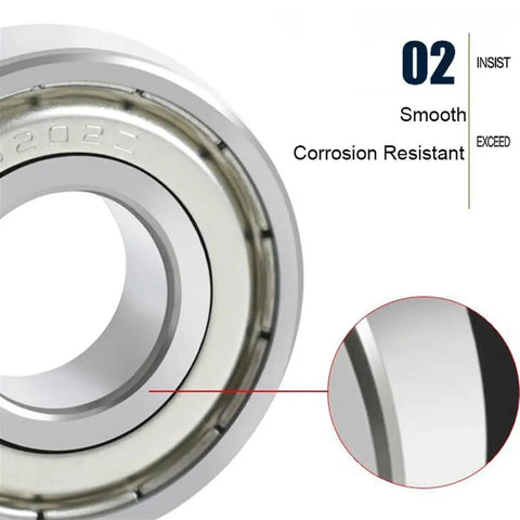 Close-up of 5 Pack Deep Groove Ball Bearings 16003ZZ 17 X 35 X 8 mm Double Shield Metal Covers, highlighting corrosion resistance.