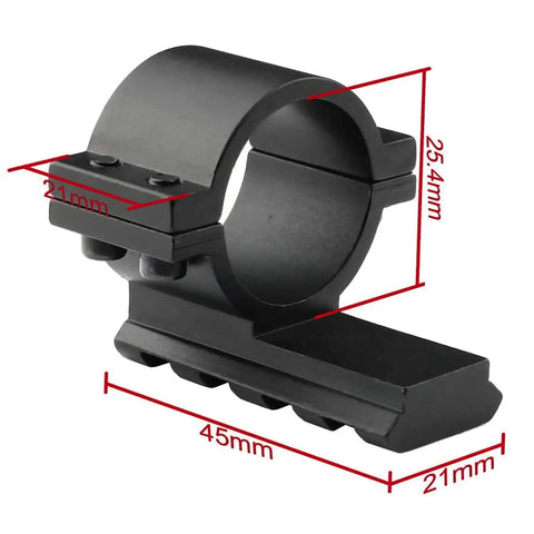 1 Inch Scope Ring Adaptor With Picatinny Weaver Rail Mount For Tactical Gear, Barrel Clamp Mount in black aluminum