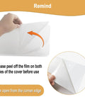 Hand peeling protective film from clear shield of Stainless Steel License Plate Frame And Cover Kit With Clear Flat Shield For Front And Rear Tough As Nails Protection Chrome Screw Caps Included 2 Sets Sleek Durable Tag Holder For Cars