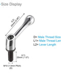Top Shelf M10 X 25Mm Clamping Lever Handles Deliver Real Kickin Quick Release Lock Knobs With Snug Hex Socket Fit For Serious Lathe Work Classic Silver Tone 2 Piece Pack showing size dimensions and specifications.