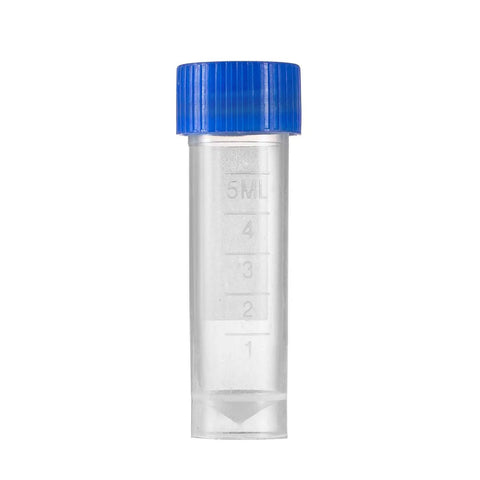 Set Of 50 Clear 5ml Plastic Vials With Graduated Measurements Blue Screw Caps See Through Body And Easy Snap On For Grab And Go Sampling Of Liquids Powders And Small Solids In Labs Crafters Or Field Work, clear 5ml vial