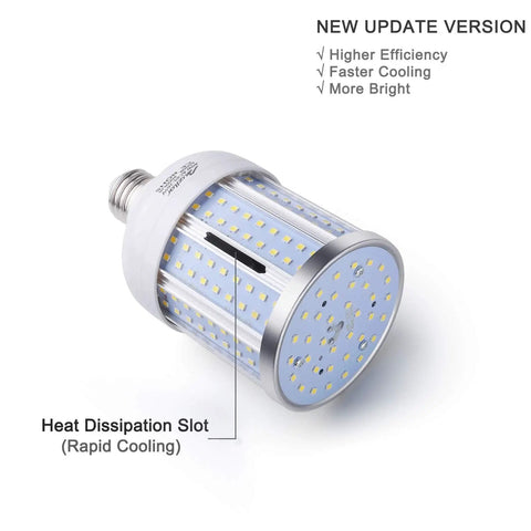 40W LED Corn Light Bulb 280W Equivalent 6500K Cool Daylight White with E26 E27 Medium Base showing heat dissipation slot