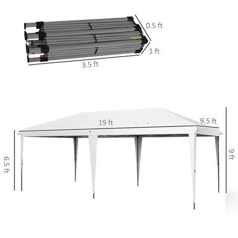 Heavy Duty 10 By 19.2 Ft Pop Up Canopy Tent For Parties And Events, white tent with folded truss frame canopy
