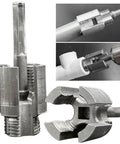 Badass Integrated Thread Cutting Tool For Half Inch And Three Quarter Inch Pipes showing internal and external die cutting mechanism.