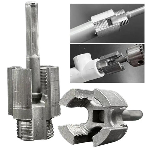 Badass Integrated Thread Cutting Tool For Half Inch And Three Quarter Inch Pipes showing internal and external die cutting mechanism.