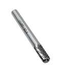 View of Pro Grade Solid Carbide Rotary Burr with 1/4 Inch Shank 5/8 Inch Cutting Length 1/4 Inch Cutting Diameter SC-1 Double Cut Cylindrical Ball Nose