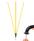 Three yellow Six Piece 5 Foot Agility Poles For Soccer Basketball Football And More Pro Grade Speed And Footwork Training Sticks visible