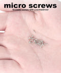 Hand holding micro screws from Electronics Micro Screws Kit With 800 Pieces Pro Grade Nickel Plated Carbon Steel Phillips Pan Head Self Tapping Machine Screws For Electronics Repair In Small Size Range M1 M1.2 M1.4 M1.6 M1.7.
