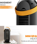 Portable Electric Heater For Indoor Use With Three Heat Modes And Thermostat, 12 Hour Timer, yellow handle, black body