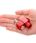 Four Pack 1/4 Inch MNPT Aluminum Air Hose Fittings With 360 Degree Swivel Plug And Play Quick Connect Pneumatic Tool Adapters For Air Tools Red Includes Thread Tape For Leak Prevention, hand-held close-up