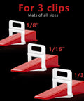 Red Pro Grade Reusable Tile Leveling Wedges Kit with 1/8, 1/16, 1/32 inch spacers, 1000 pcs durable plastic tile leveling system