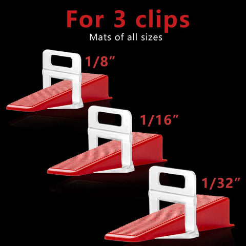 Red Pro Grade Reusable Tile Leveling Wedges Kit with 1/8, 1/16, 1/32 inch spacers, 1000 pcs durable plastic tile leveling system