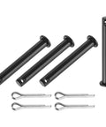 Four Pack M6x45mm Black Clevis Pins With Single Hole For Quick Connectors Heavy Duty Use In Agriculture Aviation Construction Mechanical Linkages Rigging And Furniture Assembly, with cotter pins