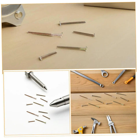 100 Piece M6 Zinc Plated Furniture Bolts And Nuts Kit With Round Head Hex Socket Screws shown on wooden surface