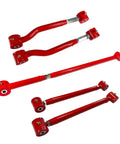 Rear Adjustable Upper And Lower Control Arms And Track Bar Kit For 2007-2014 GM SUVs Suburban 1500 2500 Avalanche Tahoe Yukon Cadillac Escalade Direct Fit Heavy Duty Replacement For Everyday Towing And Off Road, red steel rods