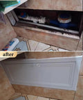 Heavy Duty Drywall Access Panel With Smooth Operating Handle Recessed Metal Wall Hole Cover For Indoor Hvac Ducts And Attic Laundry Sleek Aluminum Service Door 36 By 40 Inches No Sweat Install before and after installation showing clean access cover.