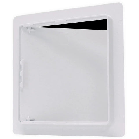 Zero Stress Installation Removable Plastic Access Panel With Frame Built Right For Six By Nine Inch Openings, shown in white