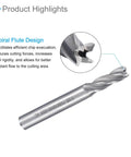 4 Flute Spiral End Mill Bit 7mm Diameter 19mm Cutting Length Heavy Duty High Speed Steel Milling Cutter for wood, close-up view