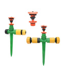 360 Degree Rotating Killer Sprinkler Set For Lawn And Garden Irrigation with heavy-duty stakes and adjustable spray heads.