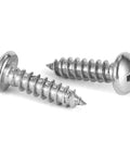 Pro Grade Number 6 X 1/2 Inch 304 Stainless Steel Wood Screws 100 Pack Pan Head Fasteners side view on white background