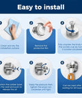 Step-by-step instructional image showing how to install Heavy Duty Stainless Steel Suction Cup Hook Locks for bathroom use.
