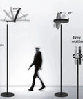 LED Torchiere Floor Lamp With Remote And Touch Control Dimmable Modern Standing Light showing adjustable head rotations.
