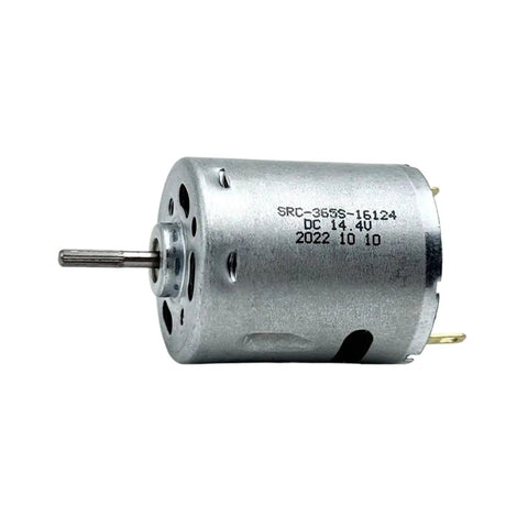 Top Shelf 9000 RPM Carbon Brush Motor 6V To 24V DC High Speed Unit with 2.3MM shaft, metal housing, side view.